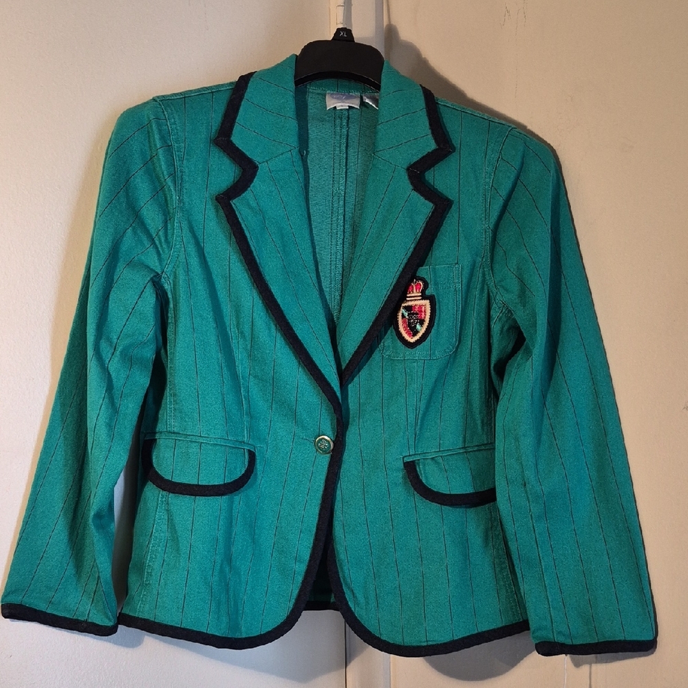 Green Blazer with Crest Patch